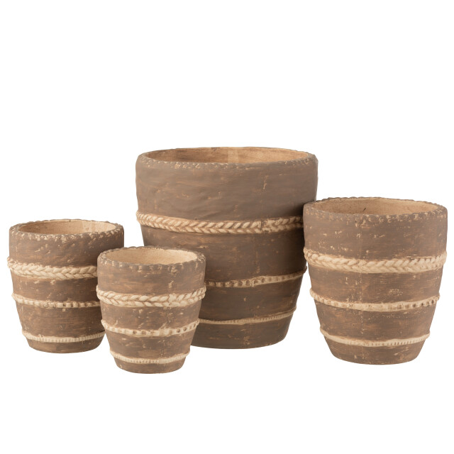 J-Line bloempot gevlochten terracotta extra large 23.5x23.5x24cm 3006660 large