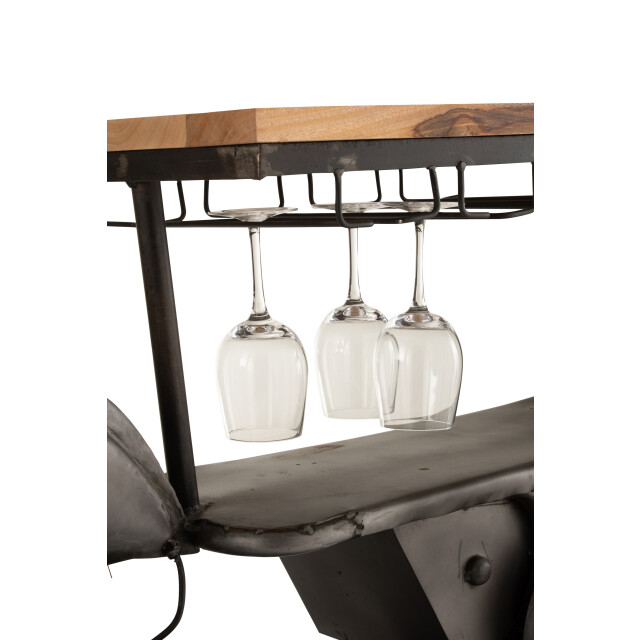 J-Line bar motorfiets 12glazen 6flessen metaal/mango hout donkergrijs/ 3000241 large