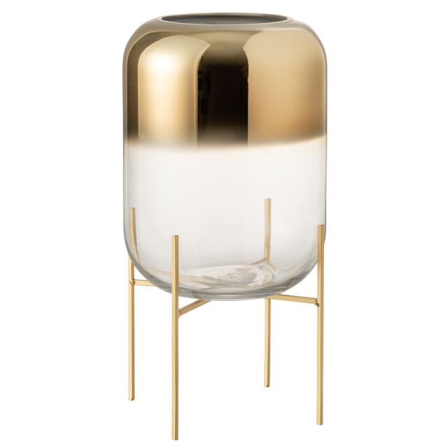 J-Line vaas oceanne glas goud/transparant large 25x25x36cm 2999030 large