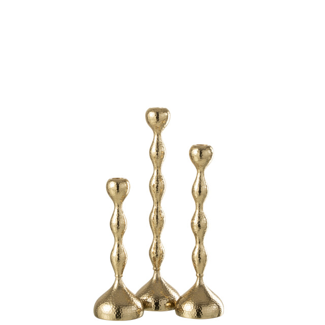 J-Line set van drie kandelaars borne aluminium goud 9x9x39cm 3065870 large