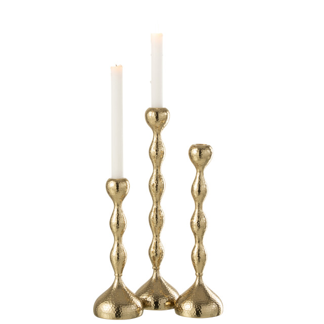 J-Line set van drie kandelaars borne aluminium goud 9x9x39cm 3065870 large