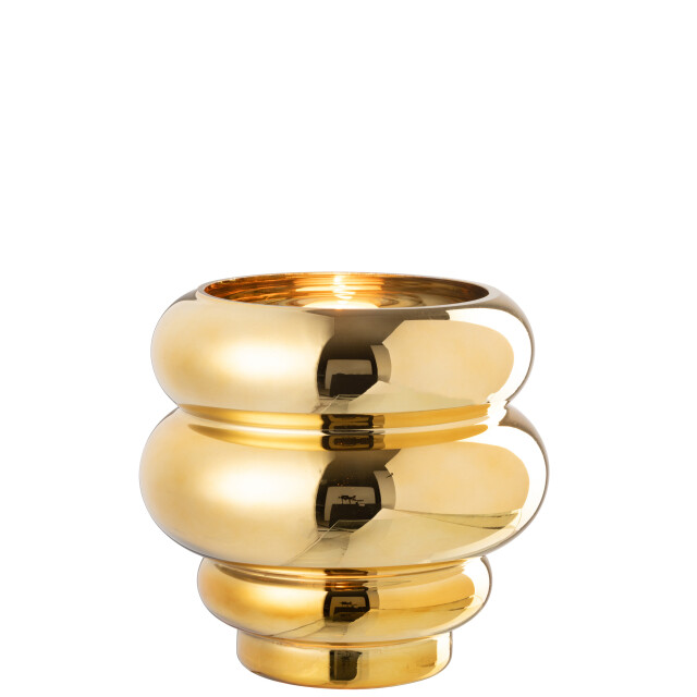 J-Line theelichthouder/vaas cléa glas goud 20x20x20cm 2998716 large