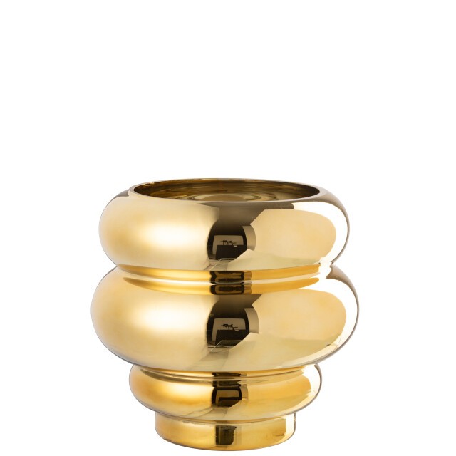 J-Line theelichthouder/vaas cléa glas goud 20x20x20cm 2998716 large