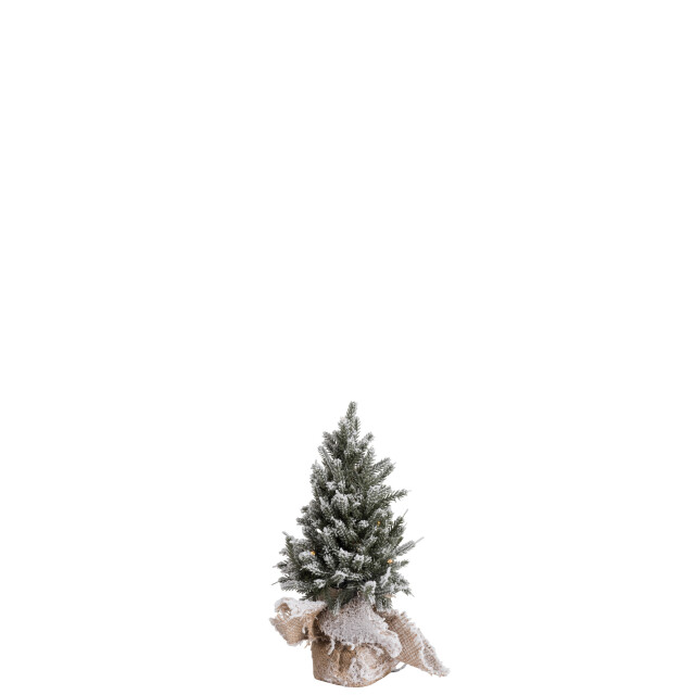J-Line kerstboom+led+pot jute plastiek besneeuwd extra small - 3010884 large