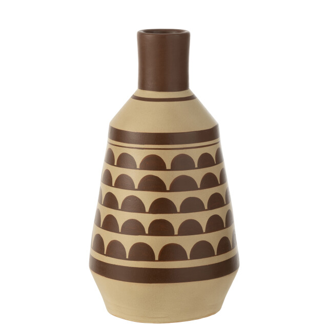 J-Line vaas patroon half-cirkels terracotta wit/bruin 23x23x44cm 2998254 large