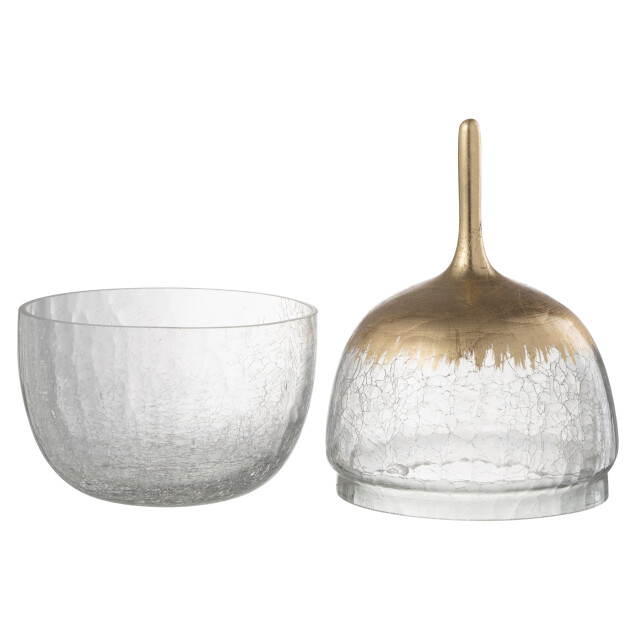 J-Line voorraadpot crackle glas transparant goud large 15x15x27.5cm 3009930 large