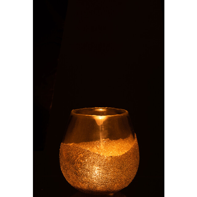 J-Line theelichthouder helft parels rond glas goud medium 17x17x18cm 3013794 large
