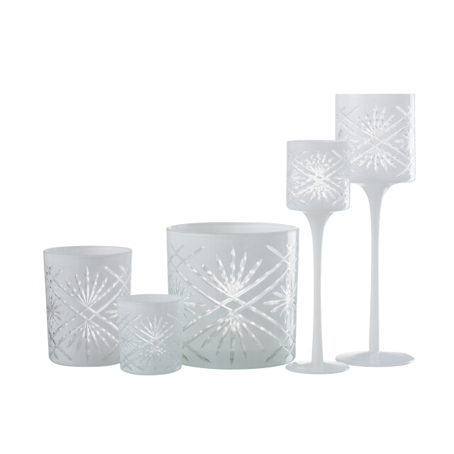 J-Line theelichthouder op voet santorini glas large 9x9x30cm 3013805 large