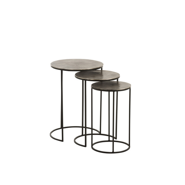 J-Line set van 3 bijzettafels rond aluminium /grijs 42x42x60cm 2999750 large
