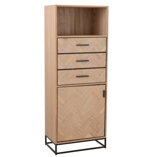 J-Line kast hoog 3 lades zigzag hout/metaal naturel/ 62x38x158cm 3000766 large