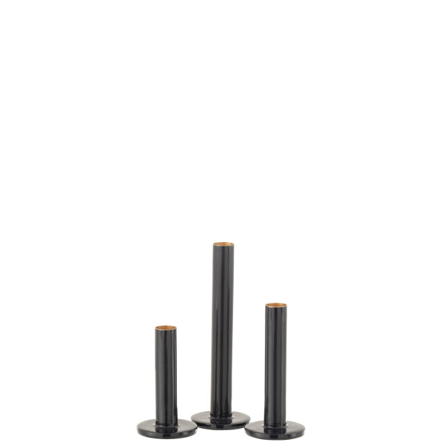 J-Line set van 3 kandelaars laag modern metaal blinkend 7x7x22cm 3000422 large