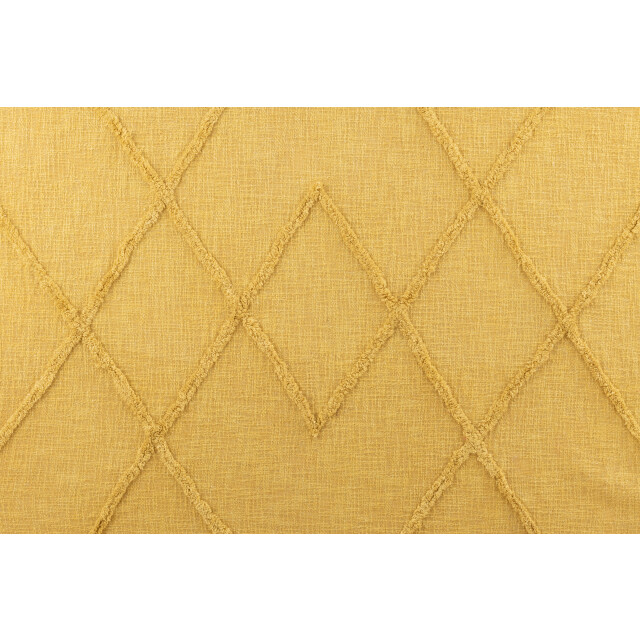 J-Line jete de lit floches coton moutarde 190x56x1cm 3065964 large