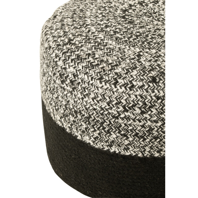 J-Line poef miami outdoor streep polyester /wit 50x50x35cm 2999358 large