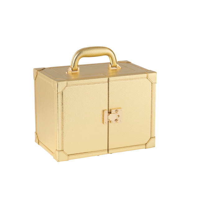 J-Line juwelenkoffer met handvat kunstleder goud 29.5x18.5x22cm 3009746 large