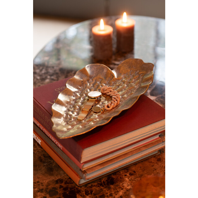 J-Line set van 2 plateau bladeren metaal goud 54x26x5cm 3009711 large