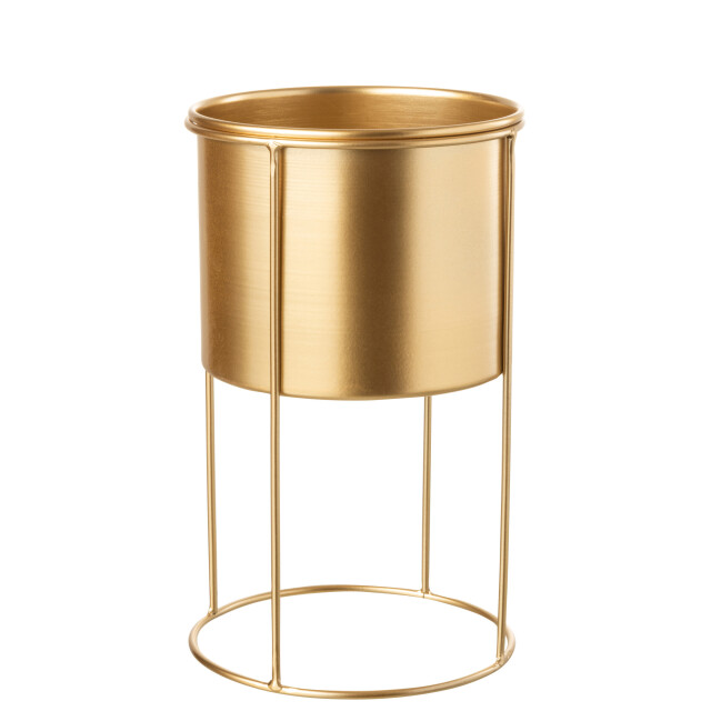 J-Line bloempot op voet metaal goud large 18x18x32cm 3005259 large