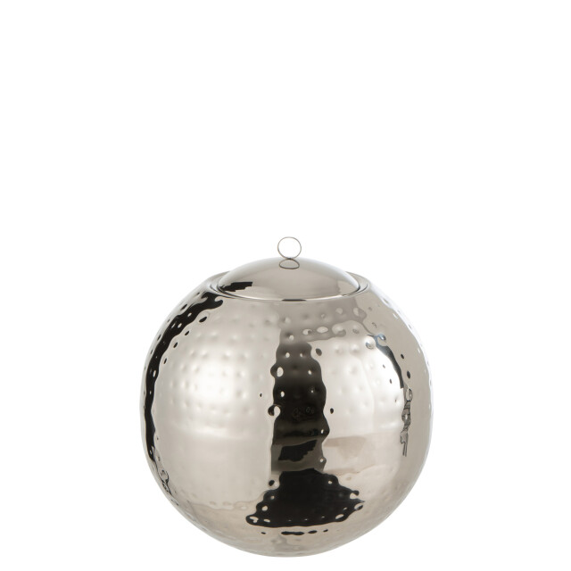 J-Line drijvende brander bol gehamerd stainless steel zilver 20x20x23cm 3014808 large