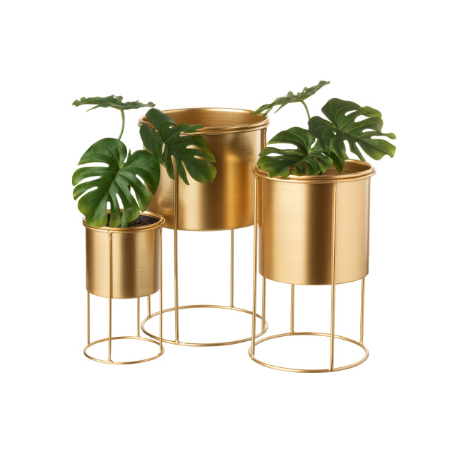 J-Line bloempot op voet metaal goud large 18x18x32cm 3005259 large