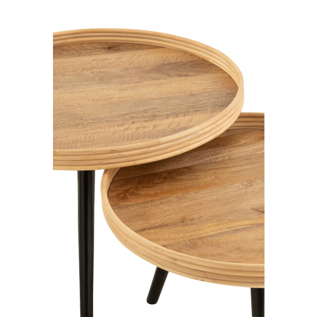 J-Line set van 3 bijzettafel rond mango hout 70x70x55cm 3004119 large