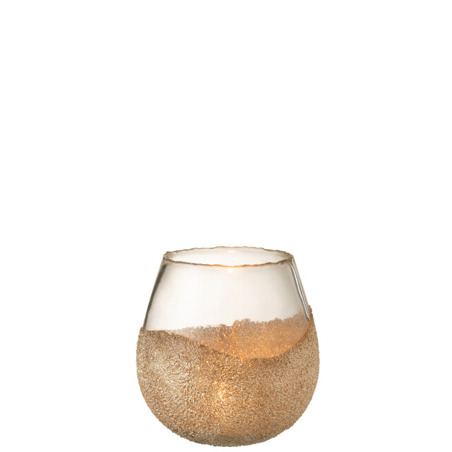 J-Line theelichthouder helft parels rond glas goud medium 17x17x18cm 3013794 large