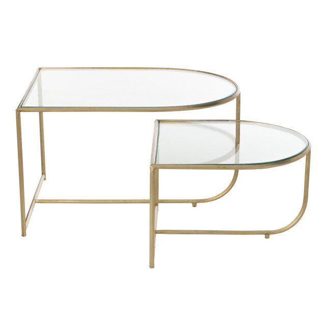 J-Line set van 2 tafels porte metaal/glas goud 76x62x35cm 3002267 large