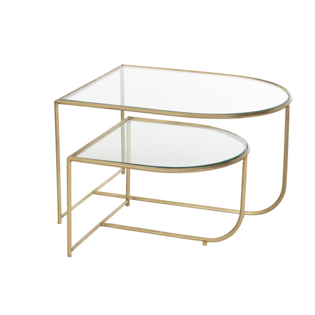 J-Line set van 2 tafels porte metaal/glas goud 76x62x35cm 3002267 large