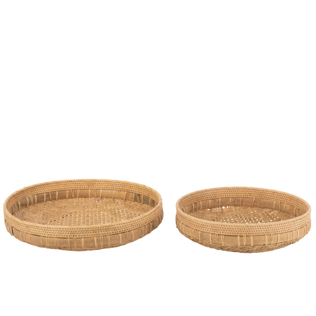 J-Line set van 2 schalen rond rotan 52x52x14.5cm 3005304 large