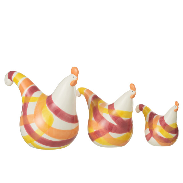 J-Line set van 3 hanen lijnen dolomiet oranje mix 14x9x12.5cm 3009097 large
