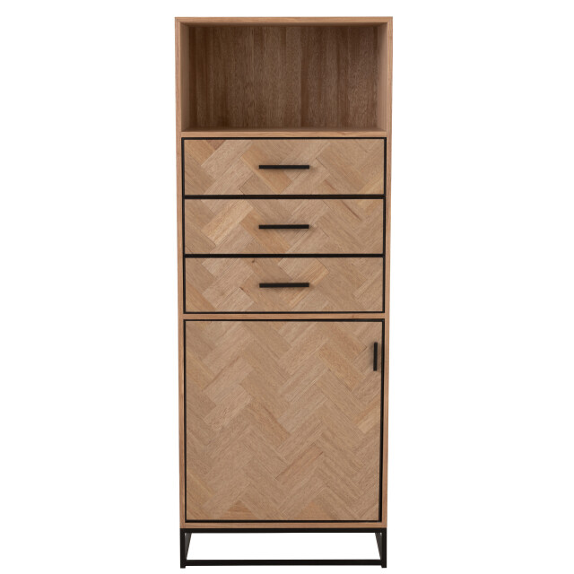 J-Line kast hoog 3 lades zigzag hout/metaal naturel/ 62x38x158cm 3000766 large