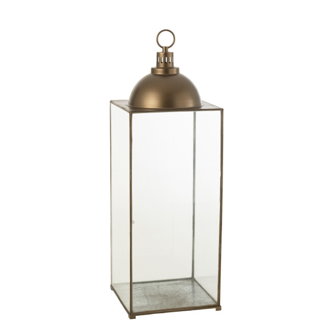 J-Line lantaarn hagrid glas/ijzer brons large 41x41x121cm 3001602 large