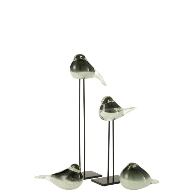J-Line vogel op voet glas /wit large 15x8.5x45.5cm 3007562 large