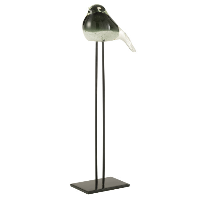 J-Line vogel op voet glas /wit large 15x8.5x45.5cm 3007562 large