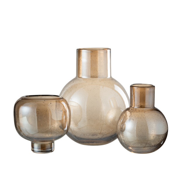 J-Line vaas bol met hals glas amber large 24x24x29cm 2997460 large