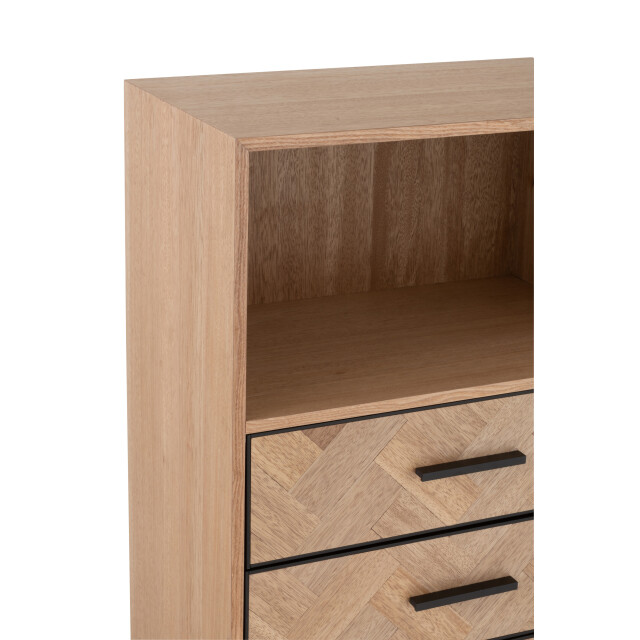 J-Line kast hoog 3 lades zigzag hout/metaal naturel/ 62x38x158cm 3000766 large
