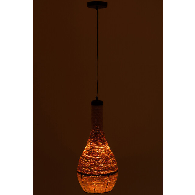 J-Line hangende lamp peer lijnen zeegras /zwart 24x24x56cm 3002115 large