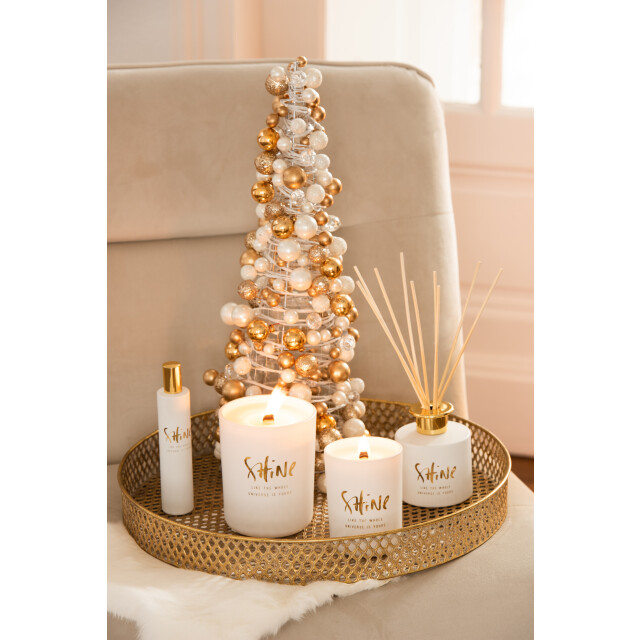 J-Line kegel mini kerstballen ecru/goud small 20x18x45cm 3010499 large