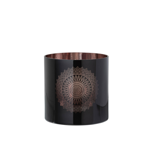 J-Line windlicht boho glas zwart/koper large 20x20x20cm 3013764 large
