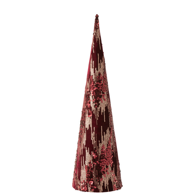 J-Line kegel deco pailletten textiel burgundy large 20x20x66cm 3008755 large
