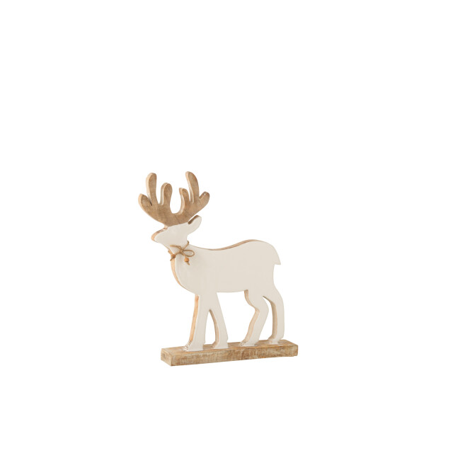 J-Line rendier op voet mango hout wit/white wash medium 6x31x41.5cm 3005883 large
