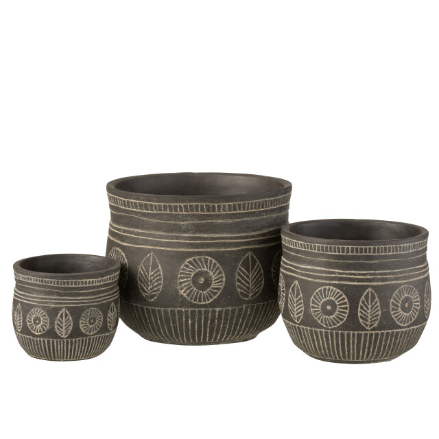 J-Line bloempot fresco cement large 23.5x23.5x19cm 3006666 large