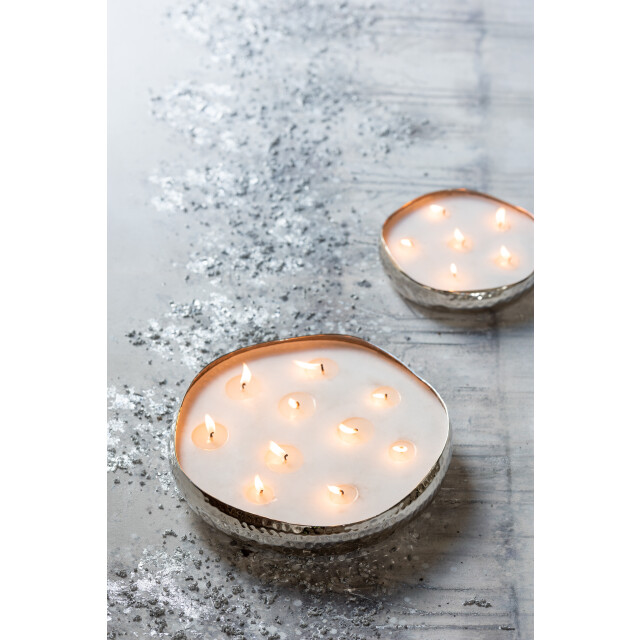 J-Line geurkaars m-chic metaal zilver large-44u 31x31x10cm 3066084 large