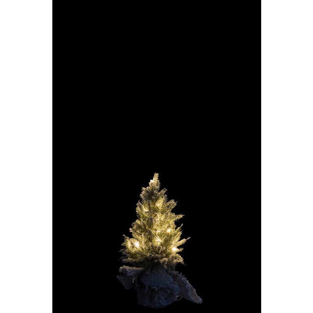 J-Line kerstboom+led+pot jute plastiek besneeuwd extra small - 3010884 large