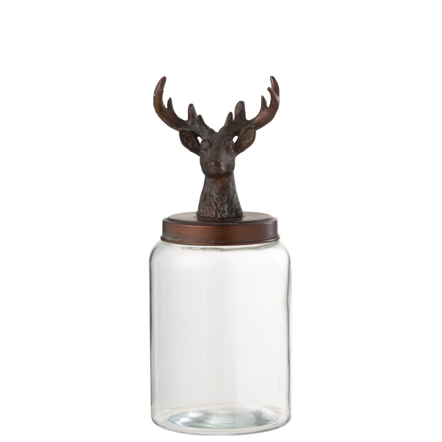 J-Line voorraadpot hert glas/resine /koper large 16x16x39.5cm 3009866 large