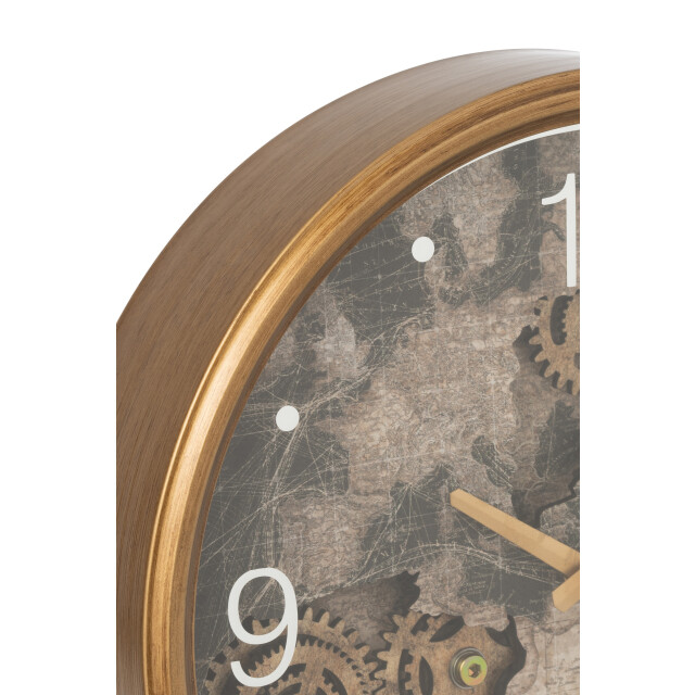 J-Line klok kaart europa mdf goud small 39x9x39cm 3010080 large