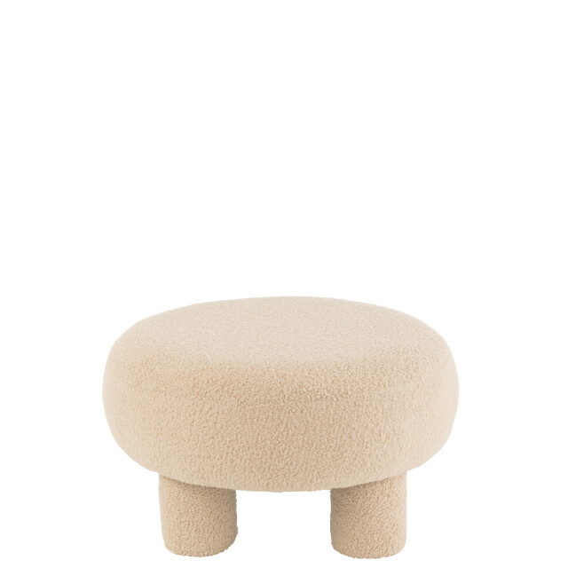 J-Line kruk rond teddy voeten bouclé warm 52x52x28cm 3013873 large