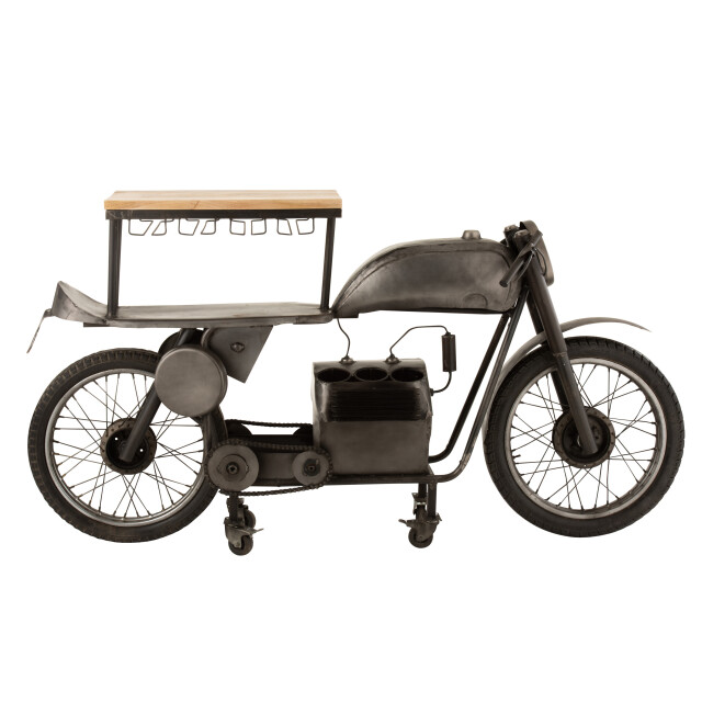 J-Line bar motorfiets 12glazen 6flessen metaal/mango hout donkergrijs/ 3000241 large