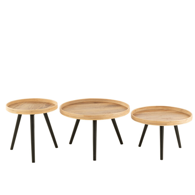 J-Line set van 3 bijzettafel rond mango hout 70x70x55cm 3004119 large