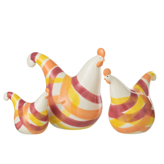 J-Line set van 3 hanen lijnen dolomiet oranje mix 14x9x12.5cm 3009097 large