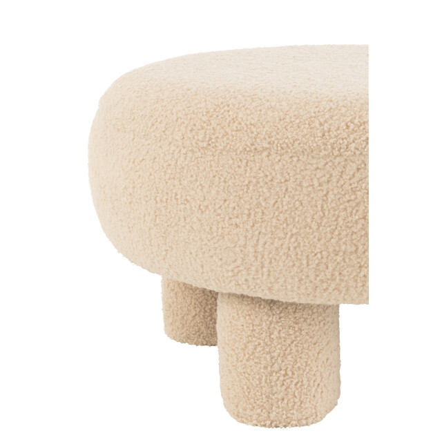 J-Line kruk rond teddy voeten bouclé warm 52x52x28cm 3013873 large