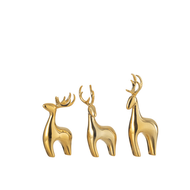 J-Line set van 3 rendier resine galvanisch goud 7x4x16cm 3010213 large